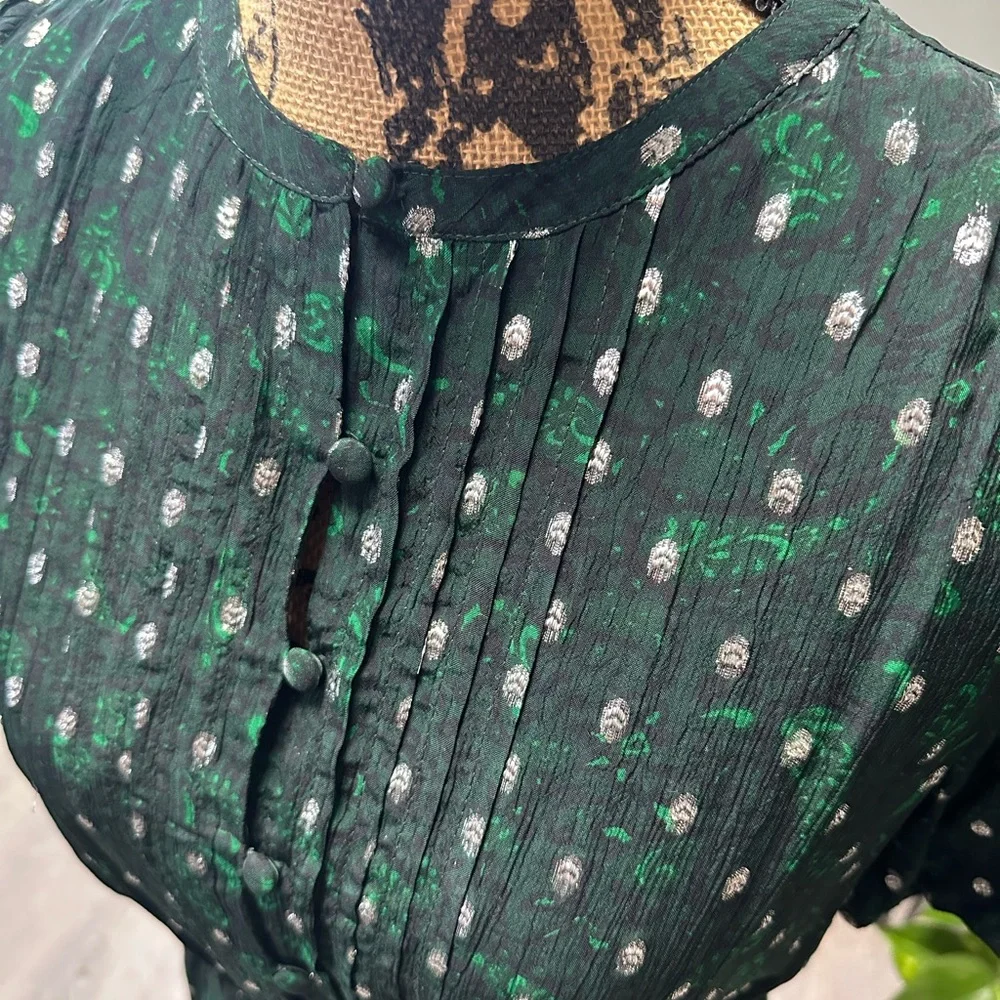 LOFT dark green paisley dress, size M petite. NWT. - Picture 4 of 5